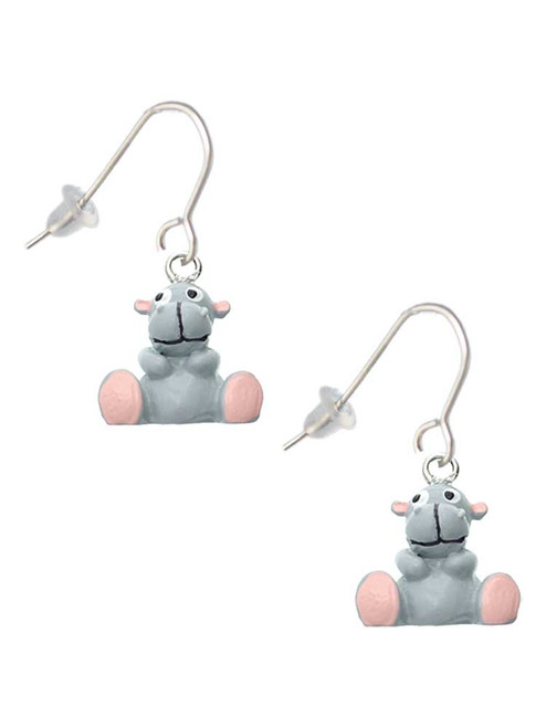 Resin Grey Hippopotamus Honey French Earrings