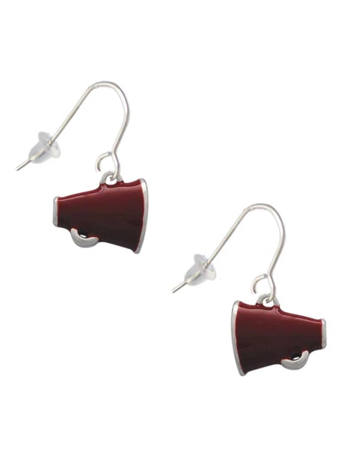 Small Maroon Megaphone French Earrings