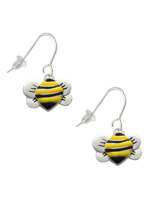 Large Enamel Bumble Bee French Earrings