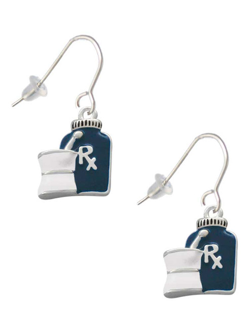 Blue Prescription Bottle French Earrings
