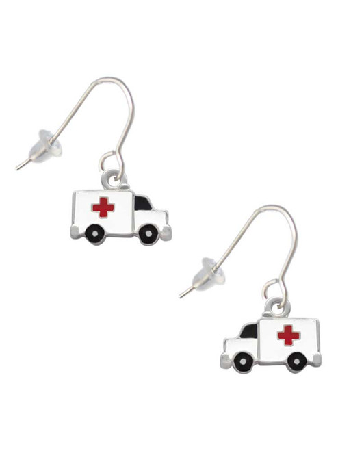 Ambulance with Cross French Earrings