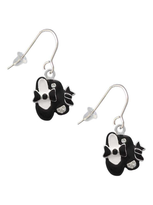 Black Enamel Tap Shoes French Earrings