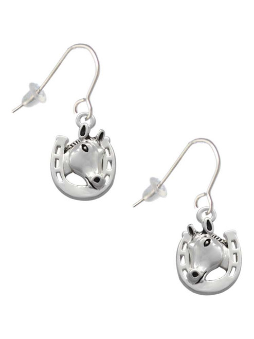 Horsehead with Horseshoe French Earrings