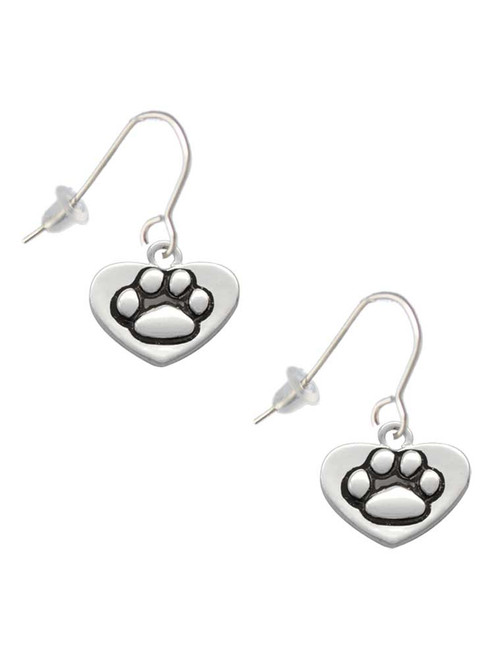 Paw in Heart French Earrings
