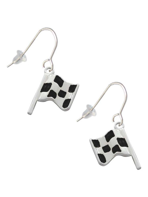 Checkered Race Flag French Earrings