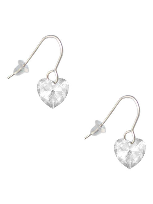 Clear Crystal Heart French Earrings