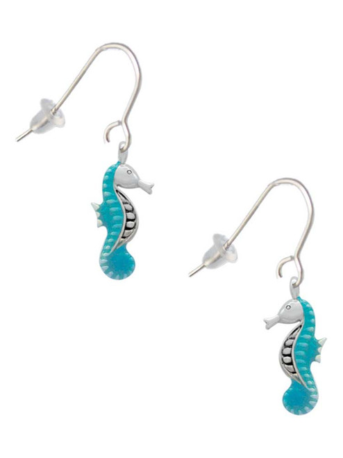 Hot Blue Seahorse - French Earrings