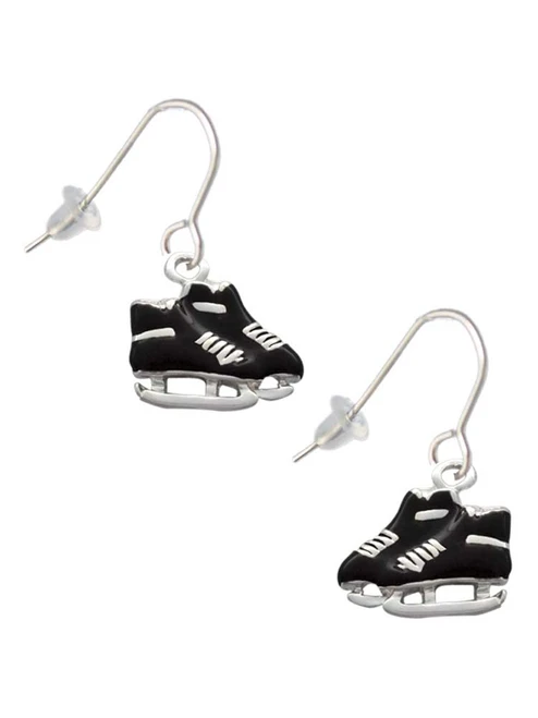 Black Ice Skates French Earrings