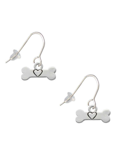 Dog Bone with Heart French Earrings