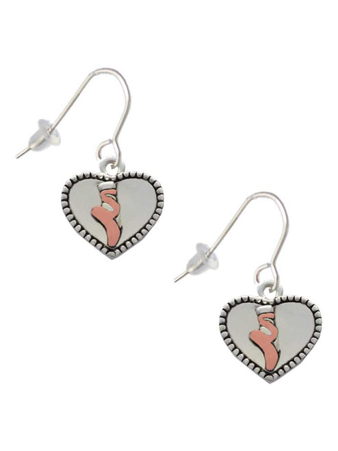 Ballet Shoe in Heart French Earrings