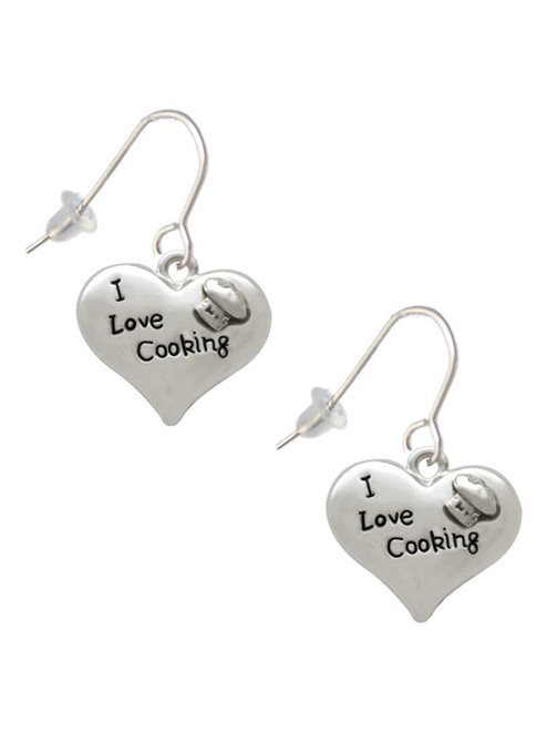 I love Cooking Heart with Chef Hat French Earrings