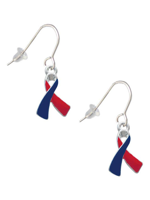 Red & Blue Awareness Ribbon French Earrings