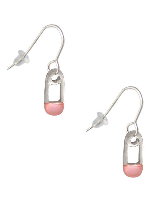 2-Sided Pink Baby Safety Pin French Earrings
