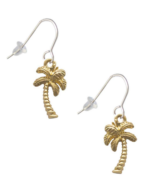 Gold Tone Palm Tree French Earrings