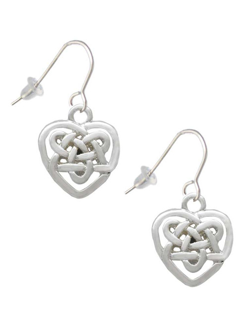 Small Celtic Heart Knot French Earrings