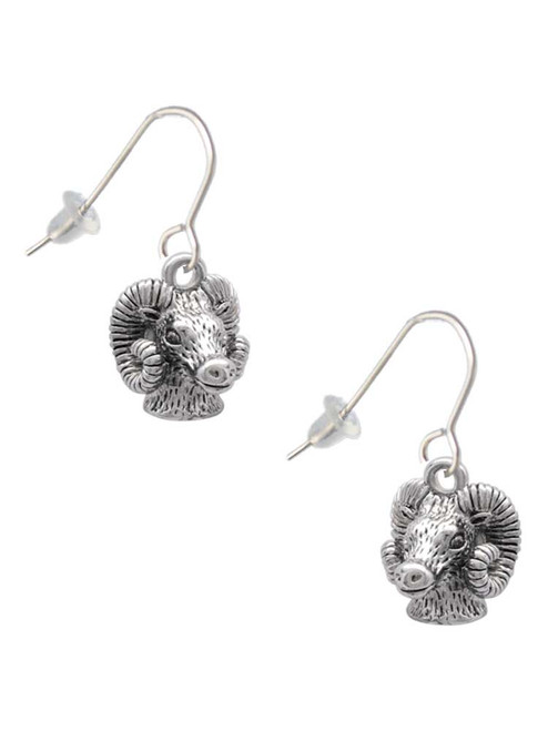 Medium 3-D Ram Head French Earrings
