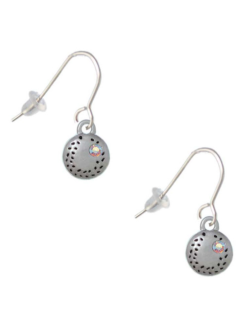 Mini Softball/Baseball with AB Crystal French Earrings