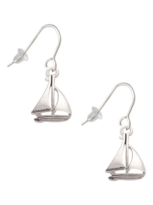 Antiqued Sailboat French Earrings