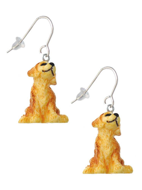 Resin Sitting Puppy French Earrings