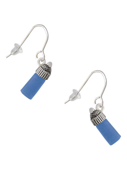 3-D Blue Baby Bottle French Earrings
