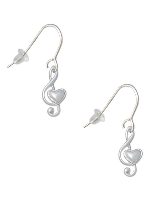 Medium Clef with Heart French Earrings