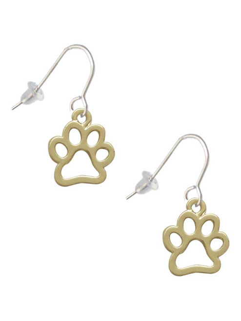 Medium Gold Tone Open Paw French Earrings