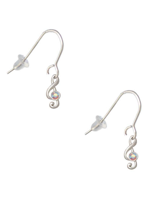 Mini Clef with AB Crystal French Earrings