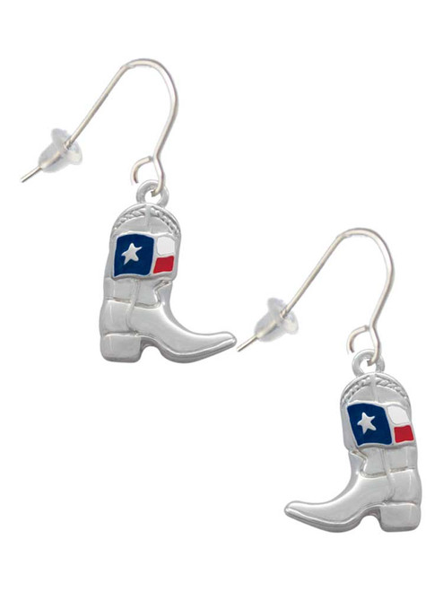 Cowboy Boot with Texas Flag French Earrings