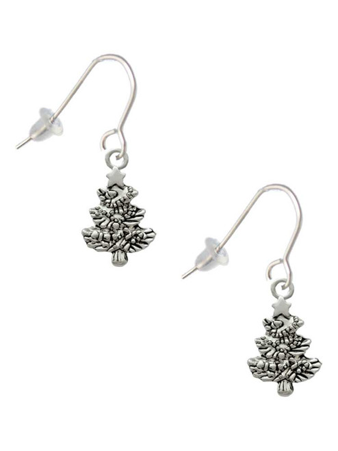 Antiqued Christmas Tree French Earrings