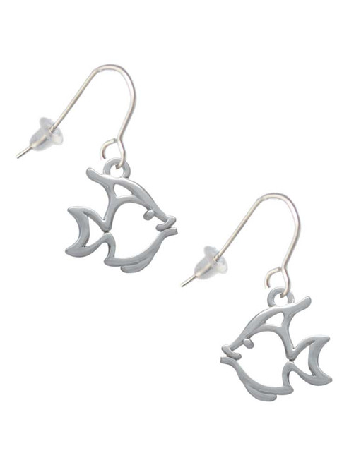 2-D Open Angel Fish French Earrings