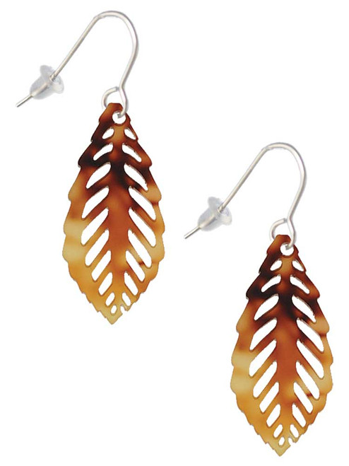 Acrylic Medium Leaf Mixed Brown and Yellow French Earrings