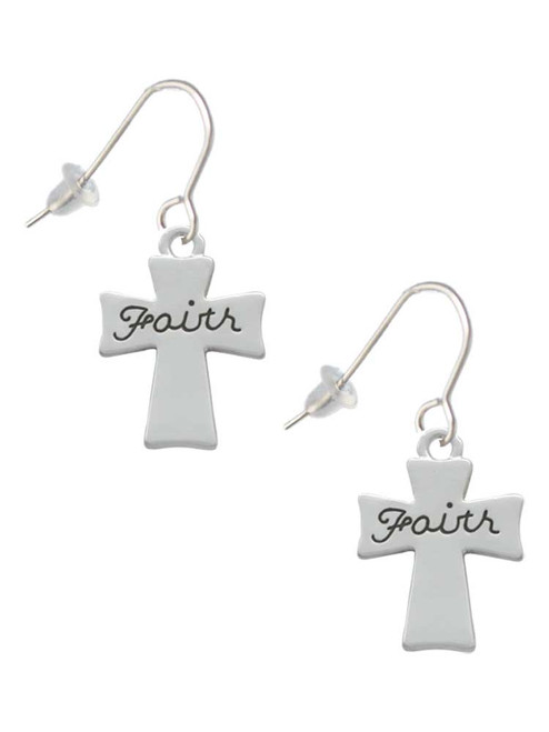 Faith Flat Cross French Earrings