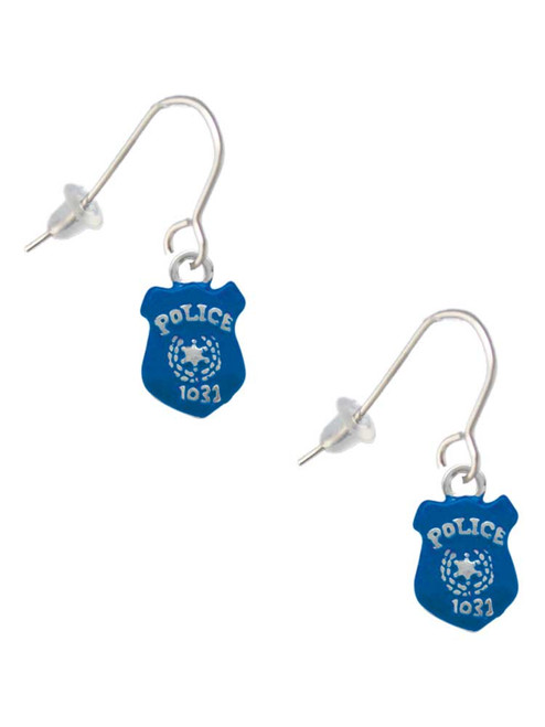 Blue Policeman's Badge French Earrings