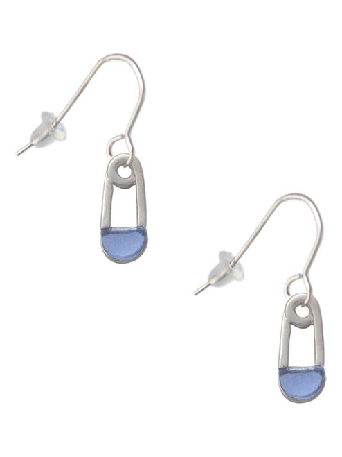 2-Sided Blue Baby Safety Pin French Earrings