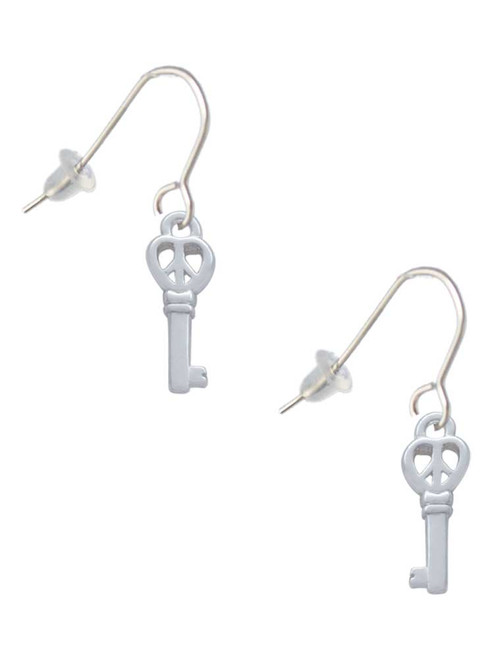 Mini Open Peace Heart Key French Earrings
