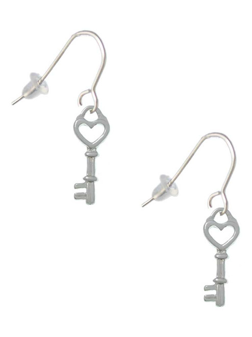 Open Heart Key French Earrings