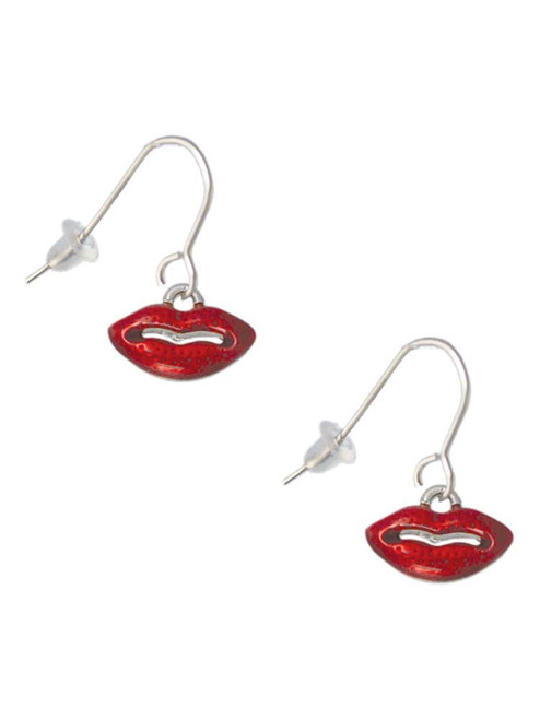 Small Translucent Red Lips French Earrings