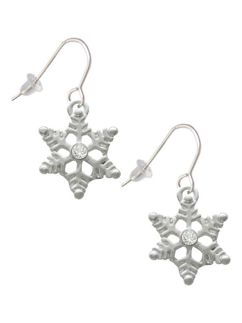 Snowflake with Clear Crystal French Earrings