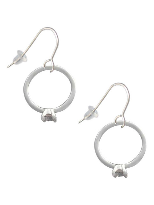 Large Engagement Ring with Crystal French Earrings