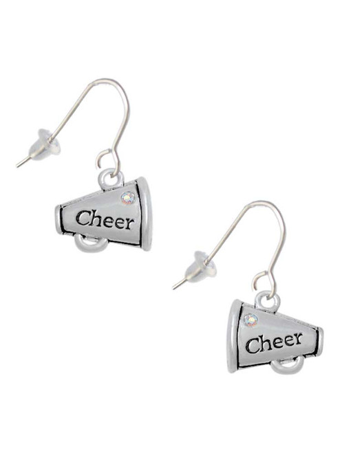 Cheer Megaphone with AB Crystal French Earrings