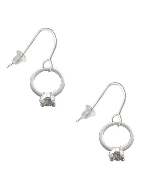 Small Engagement Ring with Crystal French Earrings