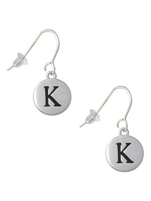 Capital Letter - K - Pebble Disc - French Earrings