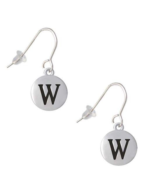 Capital Letter - W - Pebble Disc - French Earrings