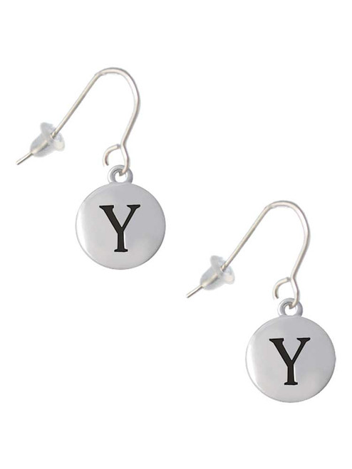 Capital Letter - Y - Pebble Disc - French Earrings