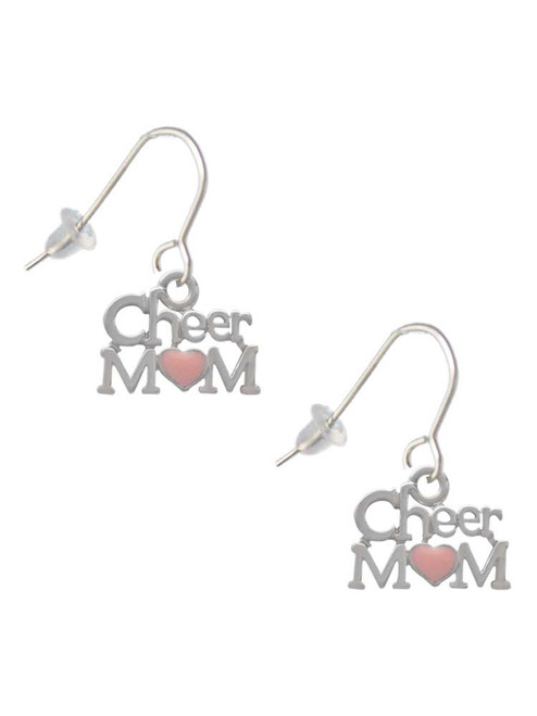 Cheer Mom with Pink Heart French Earrings
