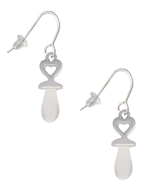 3-D Clear Frosted Baby Pacifier French Earrings