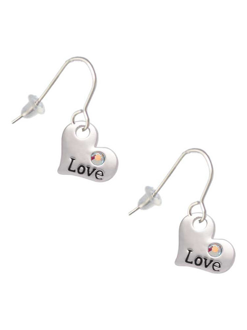 Love Heart with AB Crystal French Earrings