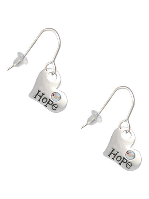 Hope Heart with AB Crystal French Earrings