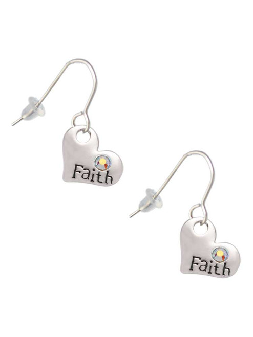 Faith Heart with AB Crystal French Earrings