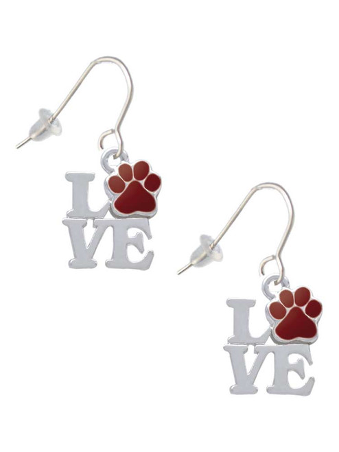 Love with Maroon Paw French Earrings